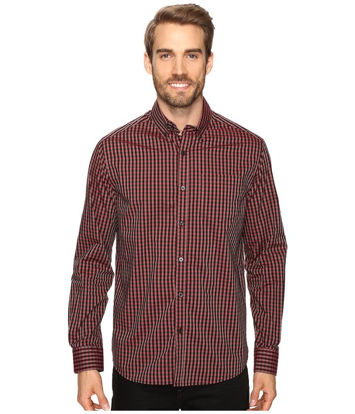 Kenneth Cole Sportswear - Long Sleeve Button Down Collar One-pocket Gingham