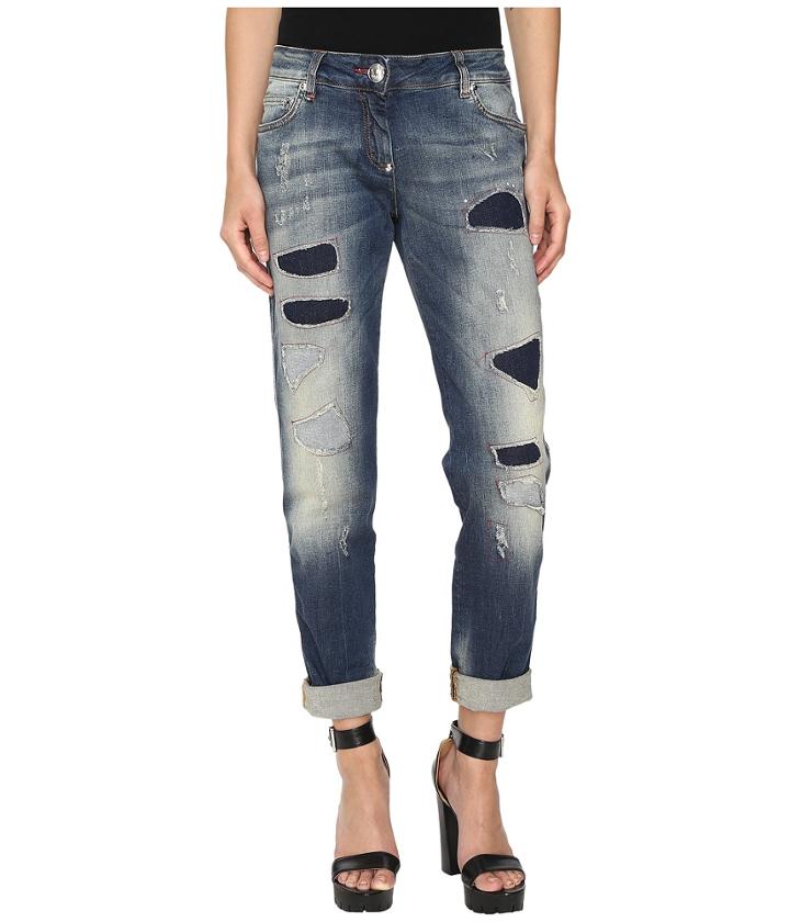 Philipp Plein - Light Wash Boyfriend Cut Distressed Denim In Light Blue