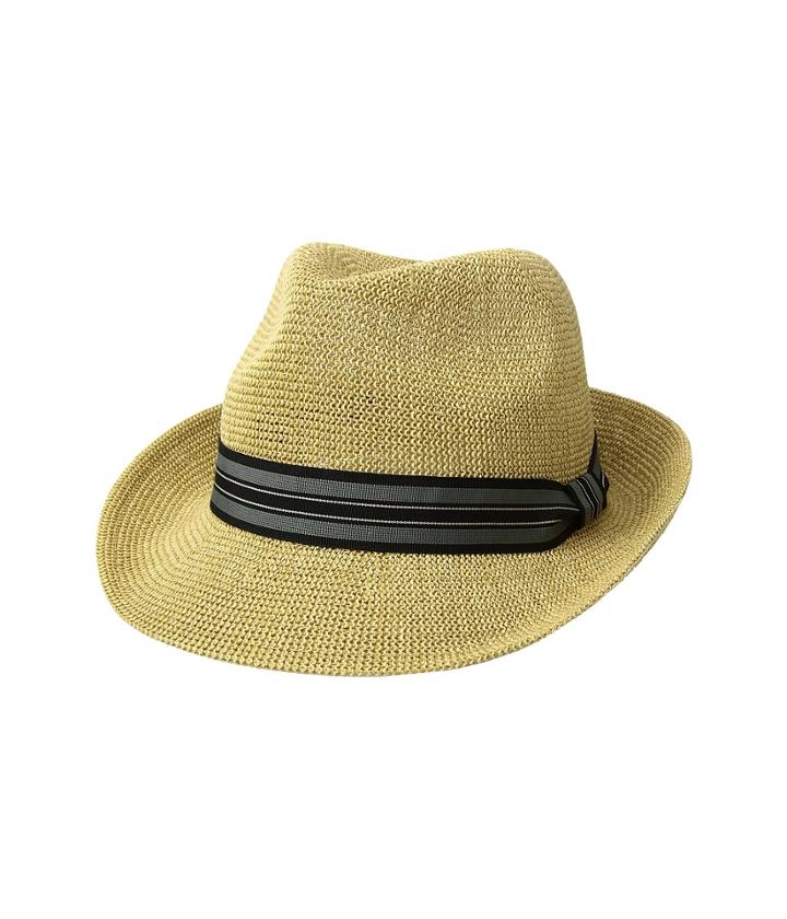 San Diego Hat Company - Knitted Paper Fedora W/ Striped Grosgrain