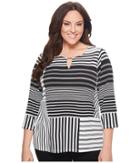 Calvin Klein Plus - Plus Size 3/4 Printed Top W/ Bar