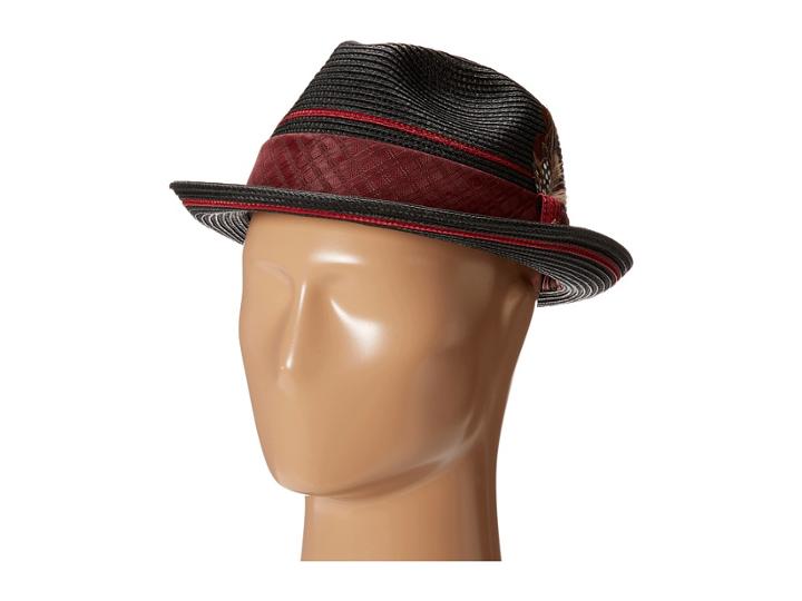 Stacy Adams - Polybraid Pinch Front Fedora With Contrast Tie Band