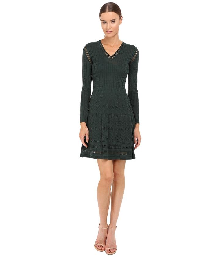 M Missoni - Solid Knit Long Sleeve Dress