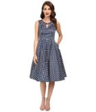 Unique Vintage - Checked Cut Out Sateen Swing Dress