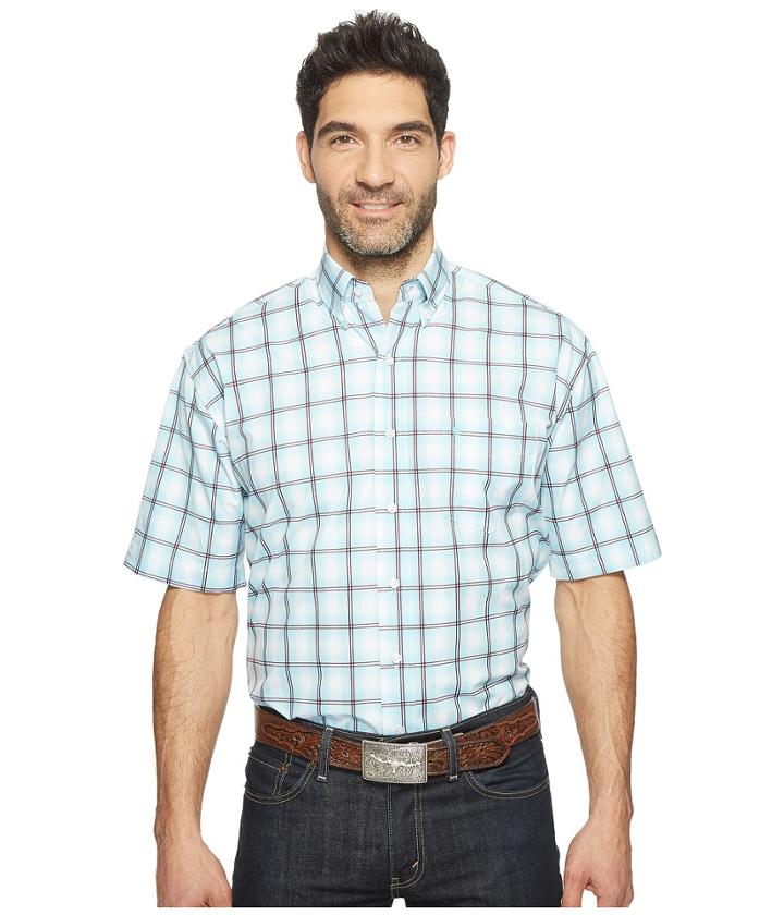 Stetson - 0822 Windowpane Satin Check Short Sleeve Button