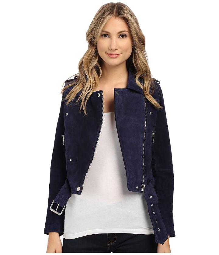 Blank Nyc - Blue Suede Moto Jacket In Deep Blue/navy