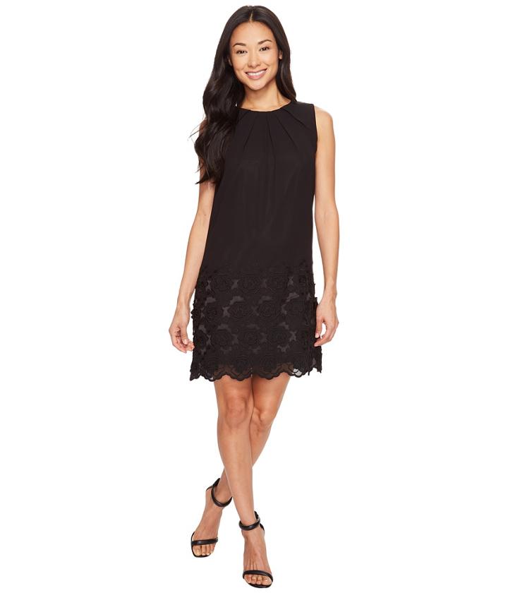 Tahari By Asl Petite - Petite Embroidered Floral Hem Chiffon Shift Dress