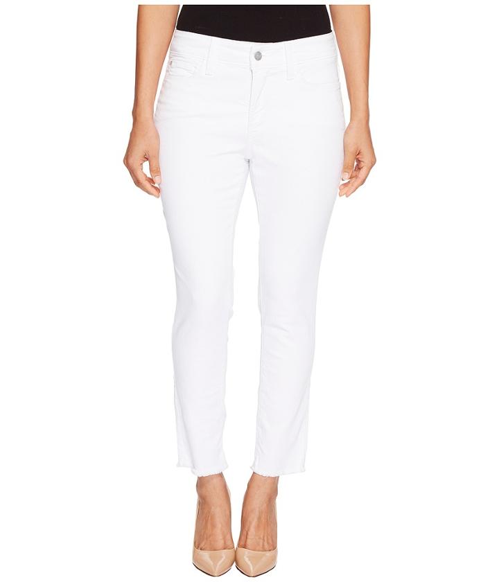 Nydj Petite - Petite Alina Ankle With Fray Hem In Optic White