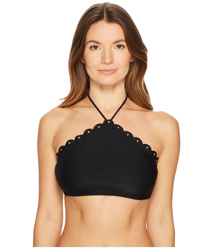 Kate Spade New York - Morro Bay #69 Scalloped High Neck Bikini Top W/ Removable Soft Cups