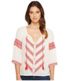 Lucky Brand - Chevron Embroidered Peasant Top