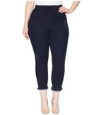 Hue - Plus Size High-waist Lace-up Shipwrecked Denim Capris