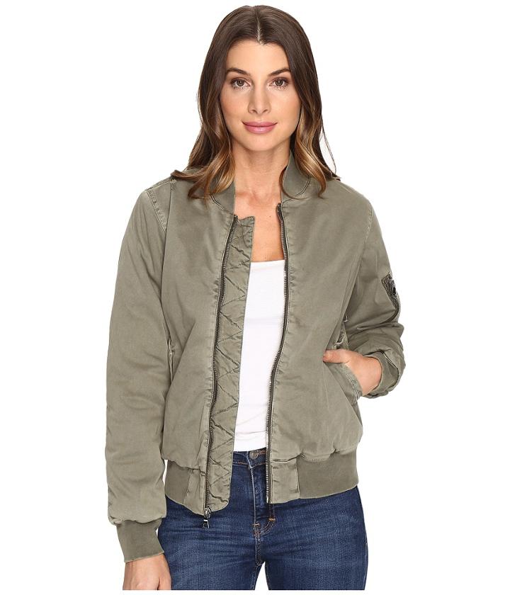 Hudson - Gene Puffy Bomber In Loden Green Destructed