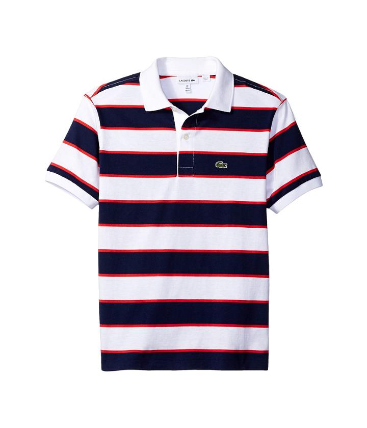 Lacoste Kids - Short Sleeve Jersey Stripe Polo