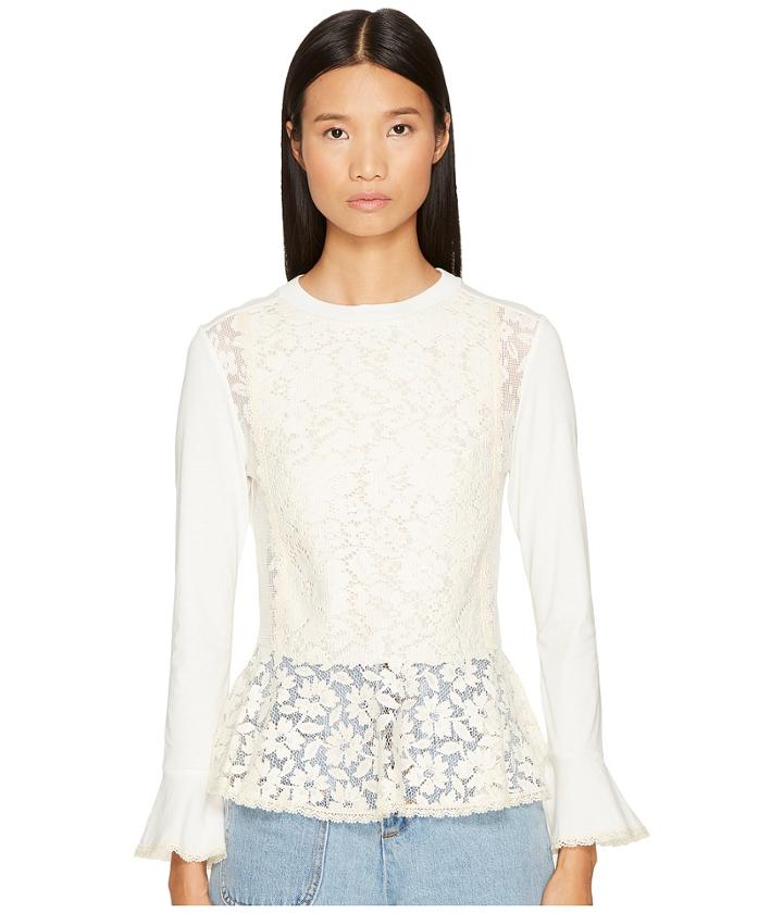 See By Chloe - Embellished Peplum Long Sleeve Tee