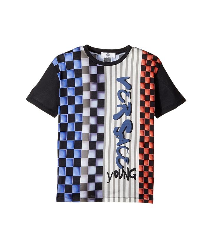 Versace Kids - Short Sleeve Race Track Graphic Logo T-shirt