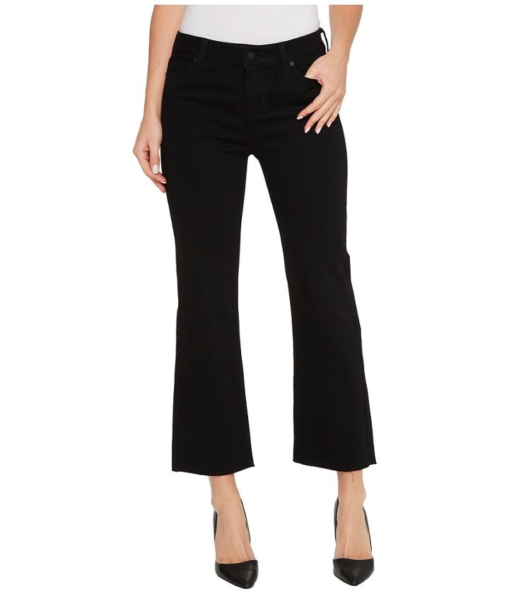 Liverpool - Hannah Cropped Flare Raw Hem In The Perfect Black Denim In Black Rinse