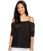 Vince Camuto Specialty Size - Petite Elbow Sleeve Cold-shoulder Cable Lace Blouse
