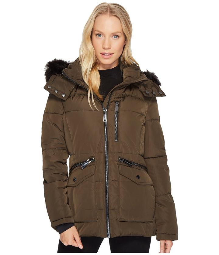 Calvin Klein - Puffer Short With Fur Trimmed Hood