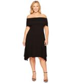 Vince Camuto Specialty Size - Plus Size Elbow Sleeve Off Shoulder Sharkbite Dress
