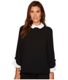 Cece - Long Sleeve Cuff Collared Crepe Blouse