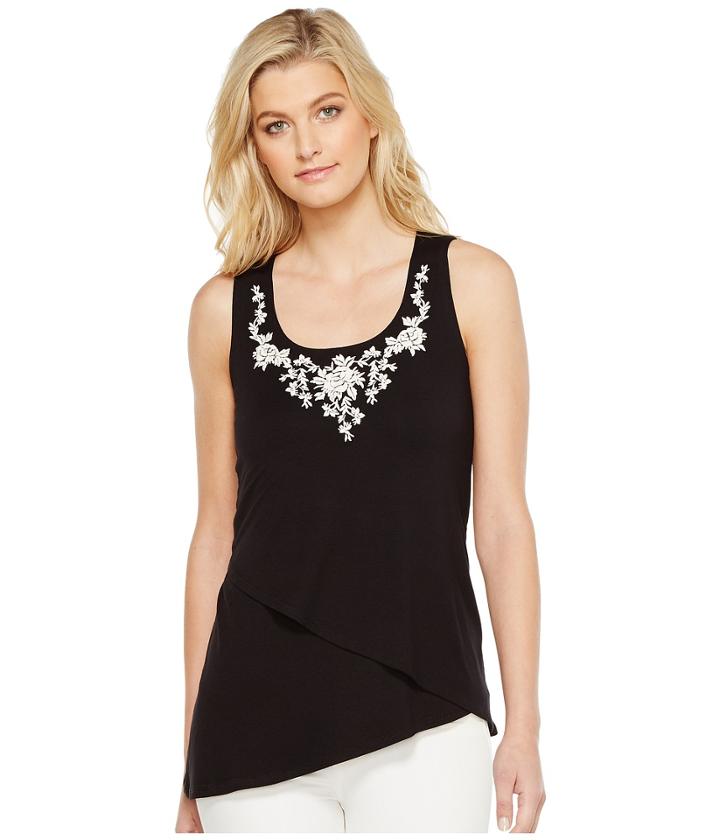 Karen Kane - Asymmetric Embroidered Tank Top