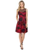 Maggy London - Printed Floral Texture Fit And Flare