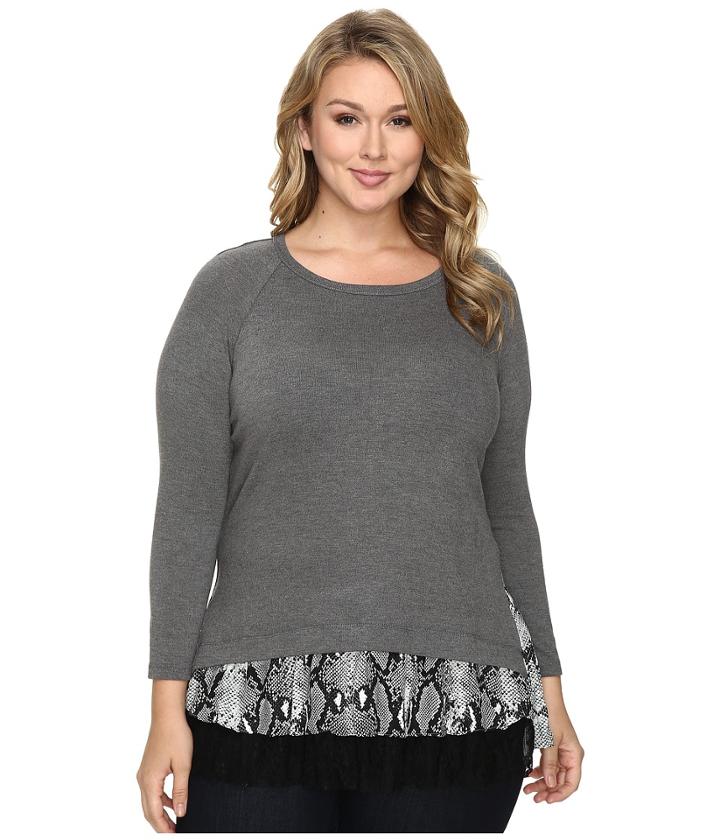 Karen Kane Plus - Plus Size Snake Print Inset Sweater Top