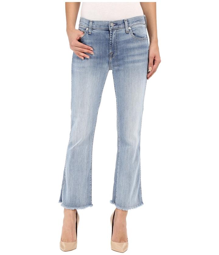 7 For All Mankind - Cropped Boot With Raw Hem In Santorini Light Aqua