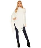 Steve Madden - Solid Rib Poncho With Faux Fur Collar