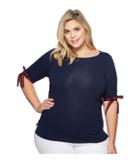 Lauren Ralph Lauren - Plus Size Tie-sleeve Cotton Top