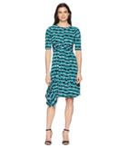 Donna Morgan - 3/4 Sleeve Printed Jersey With Waist Gathering