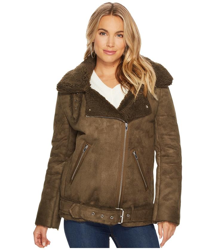 J.o.a. - Faux Shearling Biker Jacket