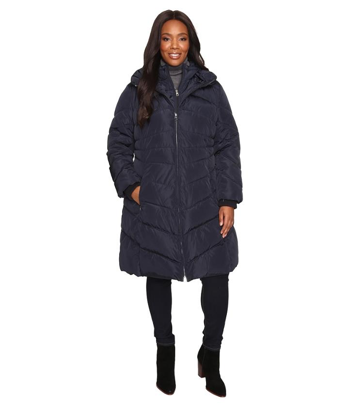 Jessica Simpson - Plus Size Chevron Quilted Poly Down Coat With Hood