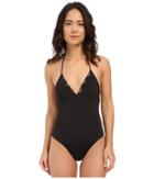 Shoshanna - Black Solid Scallop One-piece