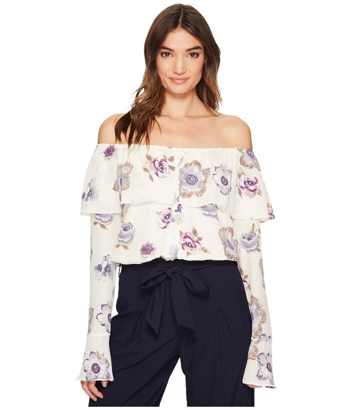 J.o.a. - Off The Shoulder Button Up Top
