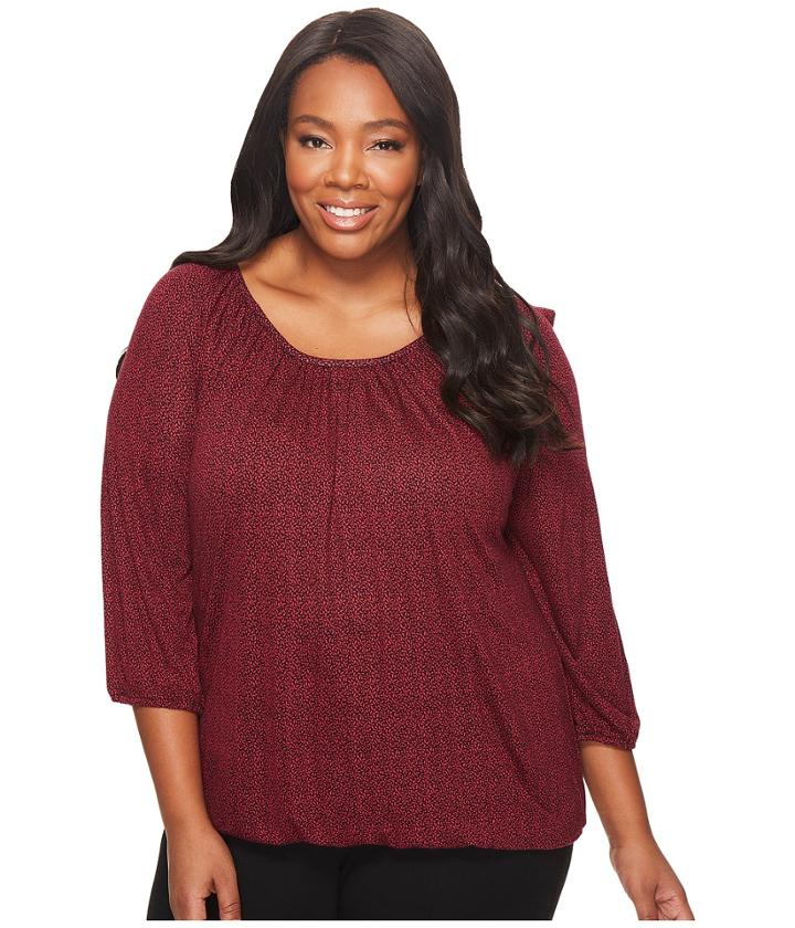 Michael Michael Kors - Plus Size Mini Leaf Peasant Top