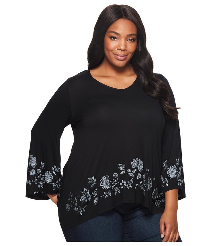 Karen Kane Plus - Plus Size Floral Print Flare Hem Top