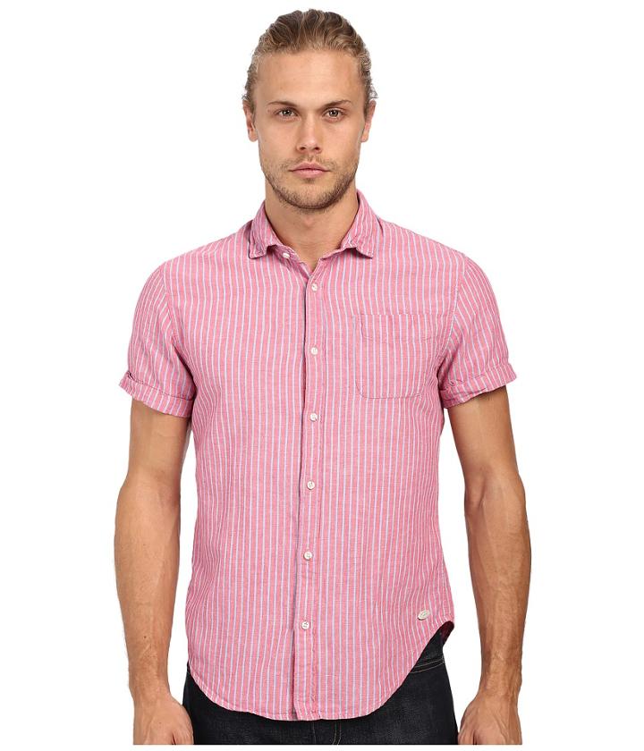 Scotch &amp; Soda - Relaxed Short Sleeve Shirt In Crinkled Linen Quality