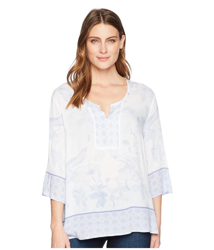 Tribal - 3/4 Sleeve Woven Combo Crepe Floral Blouse