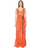 Ml Monique Lhuillier - Lace Overlay Sleeveless Maxi Dress