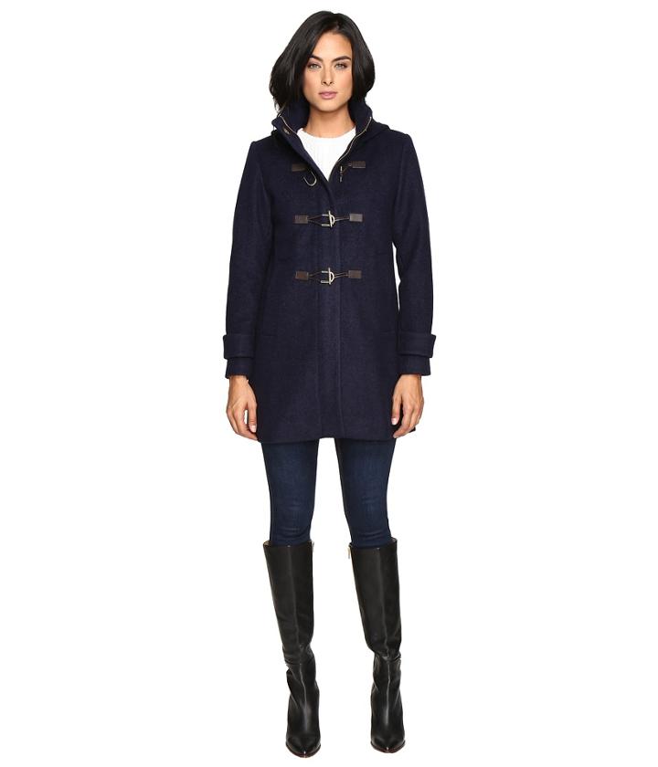 Vince Camuto - Sherpa Hood Toggle Closure Wool Coat L8311
