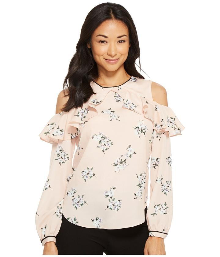 Lauren Ralph Lauren - Petite Floral Ruffled Cold-shoulder Top