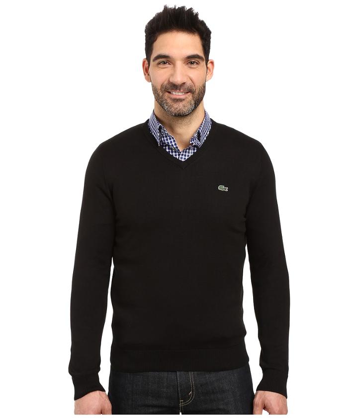 Lacoste - Segment 1 Cotton Jersey V-neck Sweater
