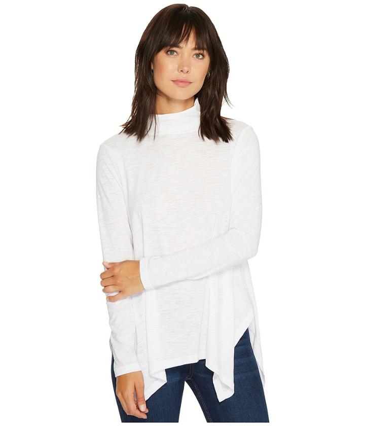 Dylan By True Grit - Slub Gauzy Hanky Hem Turtleneck
