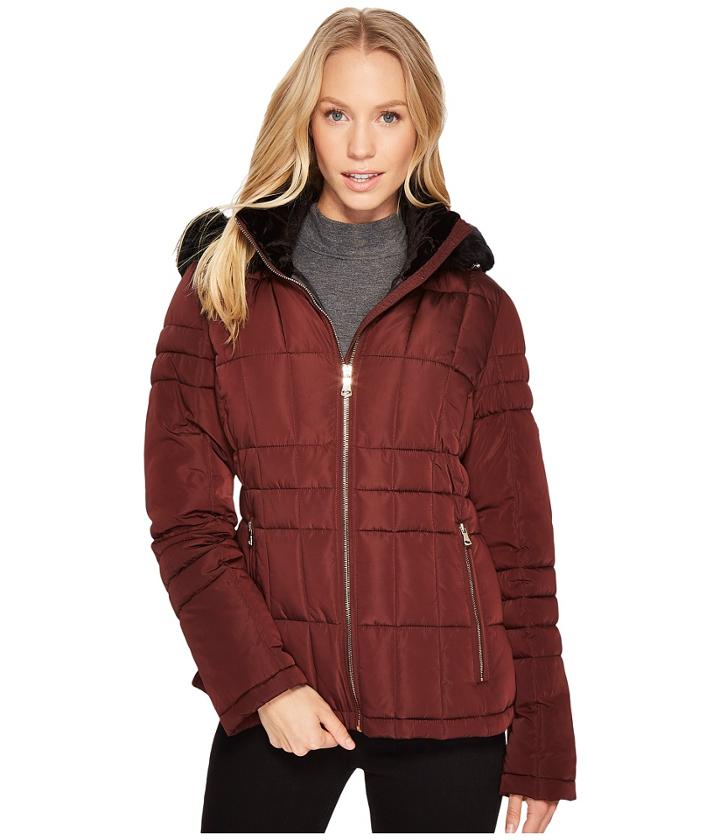 Calvin Klein - Puffer Short With Detachable Fur Trimmed Hood
