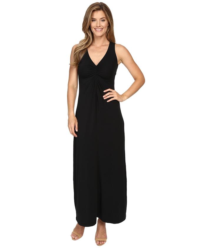Mod-o-doc - Cotton Modal Spandex Jersey Shirred Front V-neck Maxi Dress