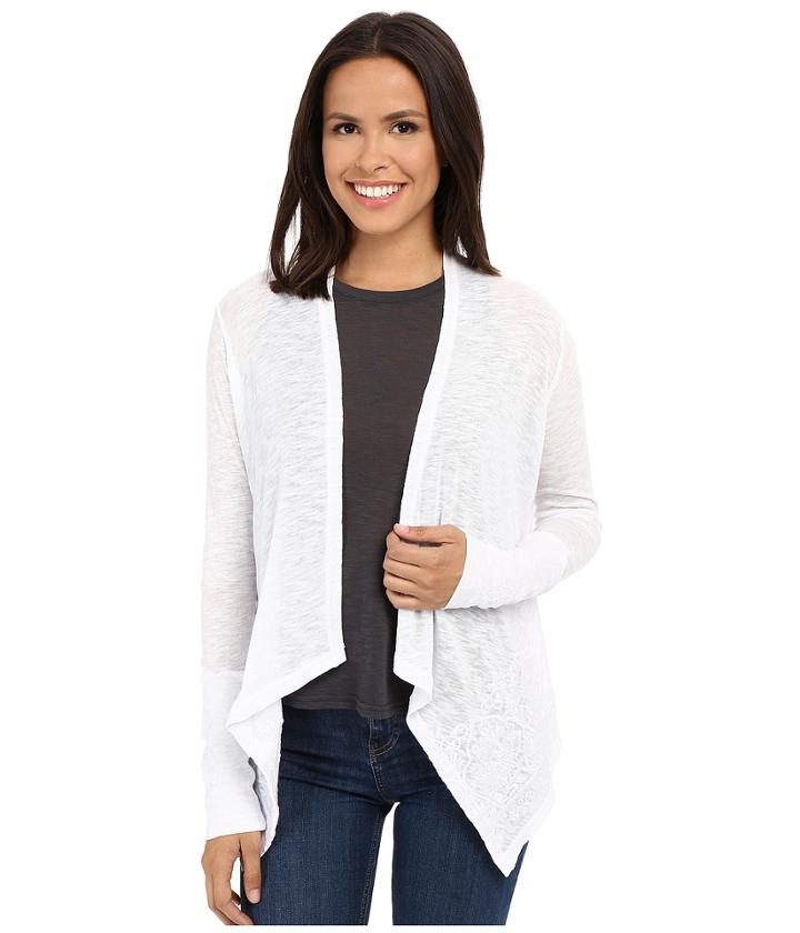 Stetson - White Slubby Burnout Long Sleeve Cardigan