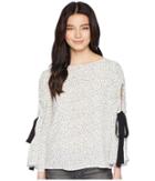 Vince Camuto Specialty Size - Petite Bell Sleeve Flower Ditsy Tie Cold-shoulder Blouse