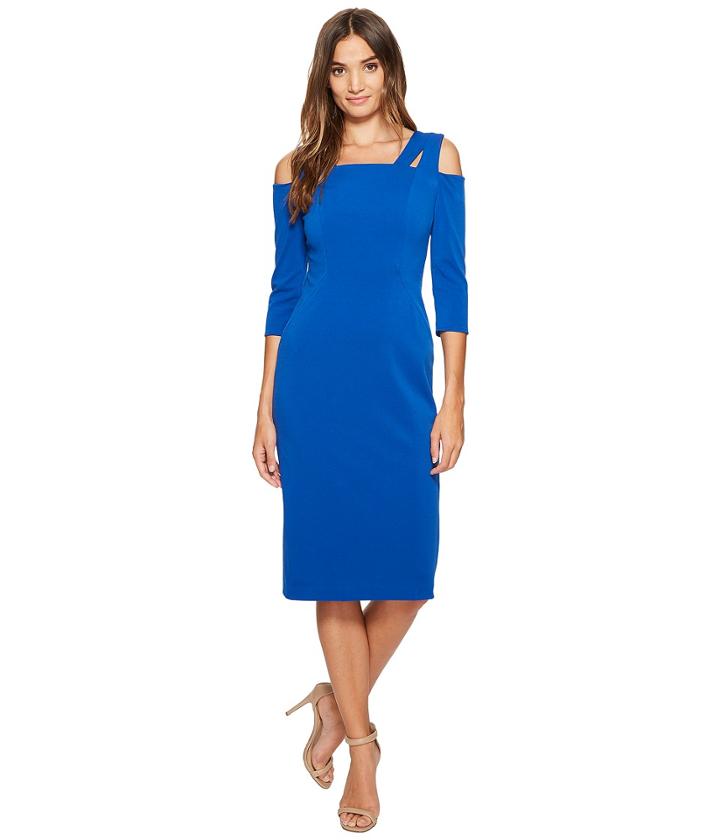 Maggy London - Drop Square Neck Midi Sheath