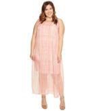 Vince Camuto Specialty Size - Plus Size Sleeveless Graceful Phrases Chiffon Overlay Dress