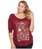 Lucky Brand - Plus Size Floral Foil Tee